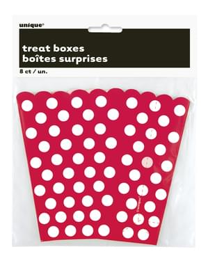 8 cajas de palomitas rojo con topos blancos - Línea colores Básicos