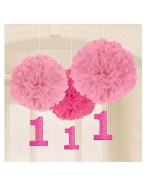 1e verjaardag hangende decoraties in roze