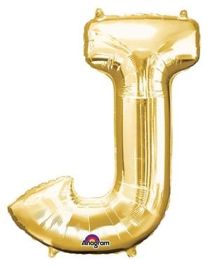 Bokstaven J folieballong i gull (86cm)