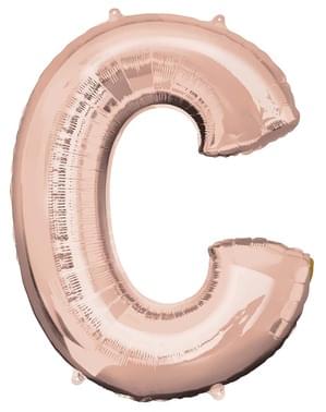 Balão de foil letra C rosa dourado (81cm)
