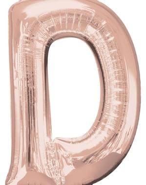 Ballon aluminium lettre D doré rose (83 cm)