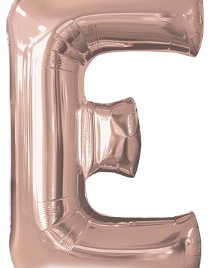 Folieballong bokstav E roséguldfärgad (81cm)