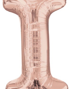 Balão de foil letra I rosa dourado (81cm)