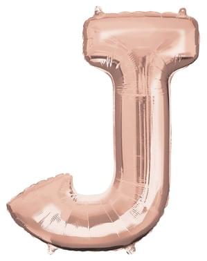 Bogstav J folieballon i rosaguld (83cm)