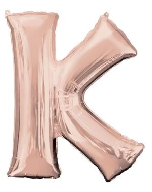 Balon folie litera K roz auriu (83cm)