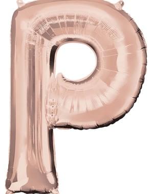 Letter P folieballon in roségoud (81 cm)