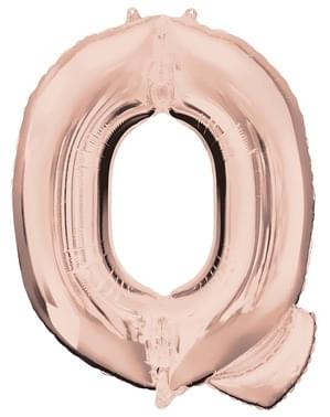 Ballon aluminium lettre Q doré rose (81 cm)