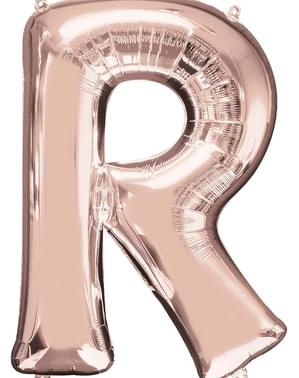Ballon aluminium lettre R doré rose (81 cm)