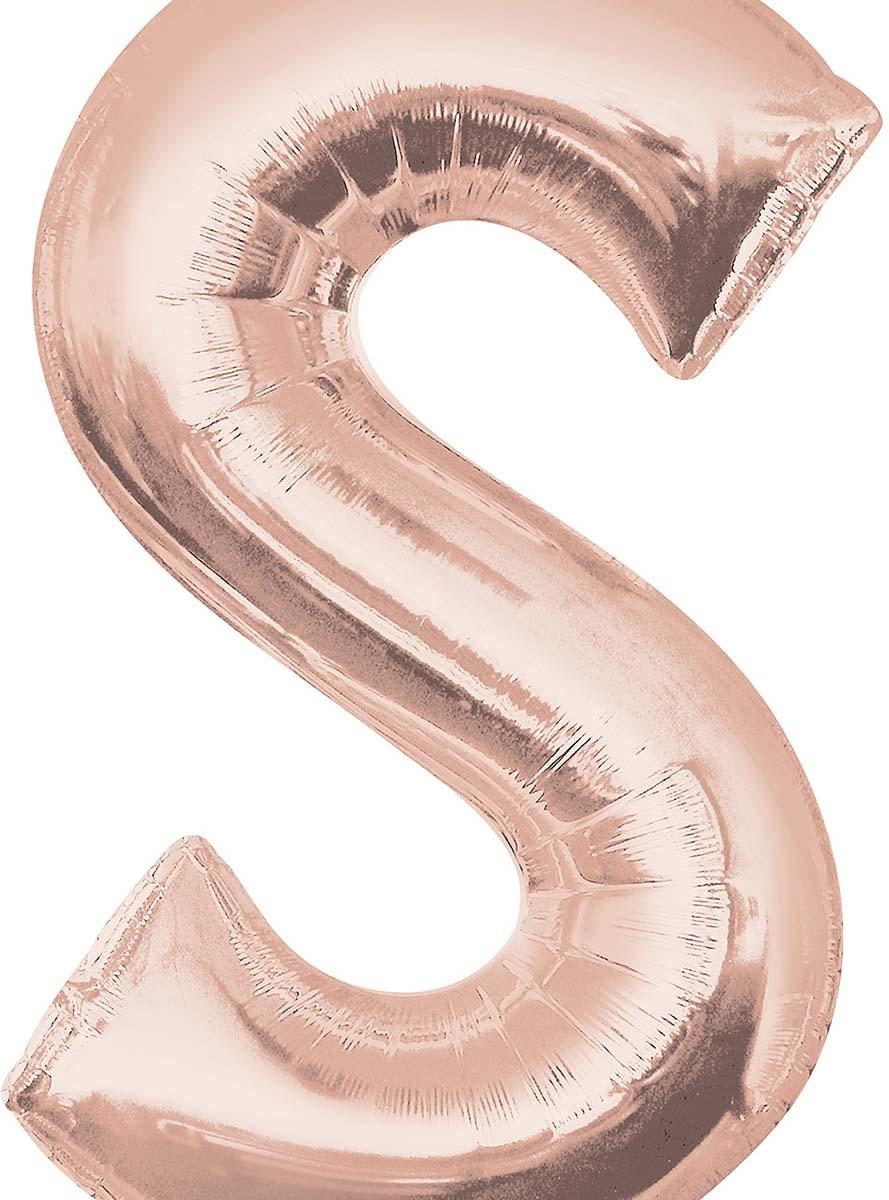Letter S folieballon in roségoud (88 cm)