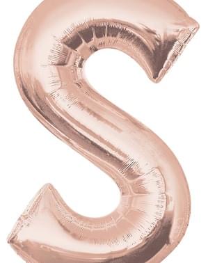 Balão de foil letra S rosa dourado (88cm)