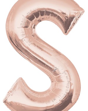 Ballon aluminium lettre S doré rose (88 cm)