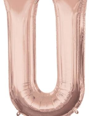 Balão de foil letra U rosa dourado (83cm)