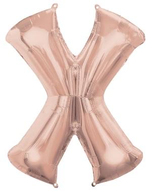 Balon folie litera X roz auriu (88cm)