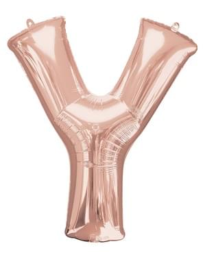 Balon folie litera Y roz auriu (86cm)