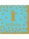 16 Servietten 1st Birthday blau-gold