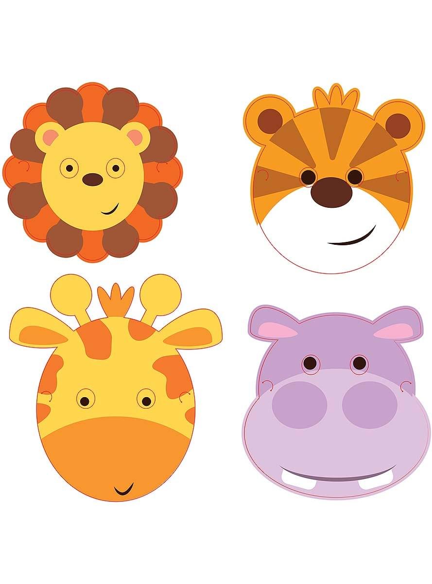 8 masques d'animaux de la jungle
