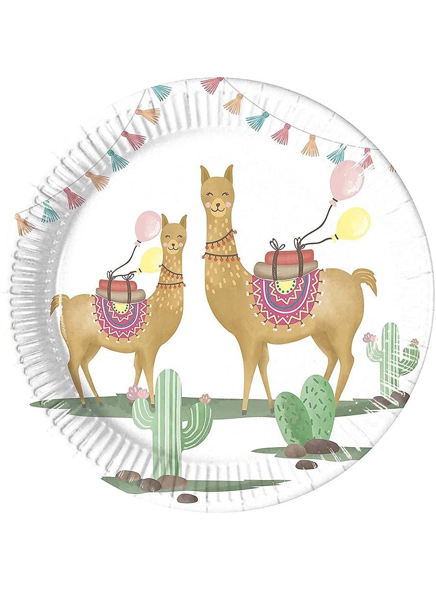 8 Small Llama Plates (20 cm) - Llama
