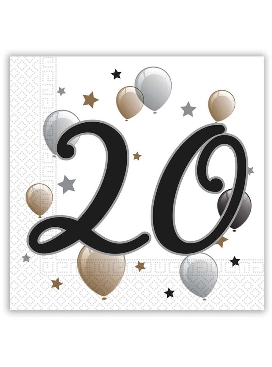 20 x 20th Birthday Napkins (33x33 cm)