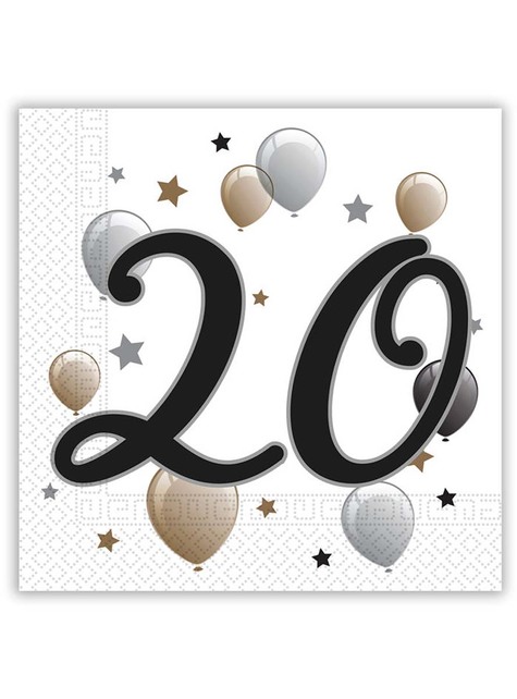 20 tovaglioli 20° compleanno (33 x 33 cm) per feste e compleanni