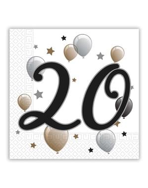 20 servilletas 20º cumpleaños (33x33 cm)