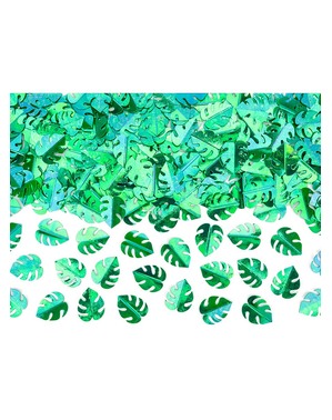 Tropische Blätter Tischkonfetti metallic-grün