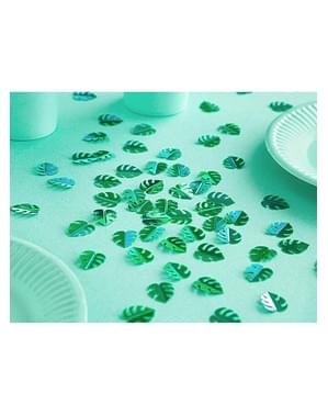 Confete para mesa folhas tropicais metalizadas