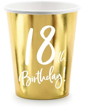 6 glas guldfärgade 18 födelsedag