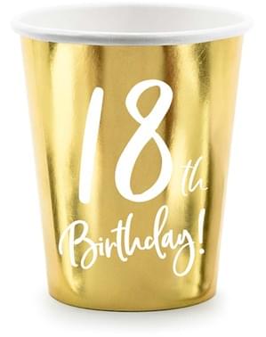 6 Gold 18th Birthday Cups