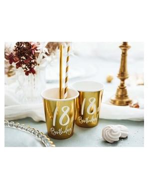 6 glas guldfärgade 18 födelsedag