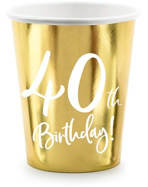 6 vasos dorados 40 cumpleaños