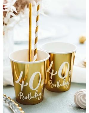 6 glas guldfärgade 40 födelsedag