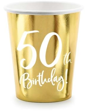 6 Kultaista 50. Syntymäpäiväkuppia