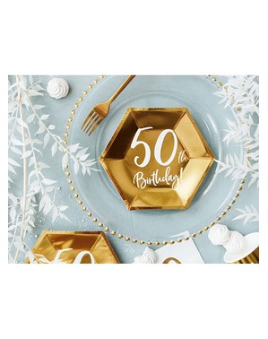 6 zlatých talířů 50. narozeniny (20 cm)