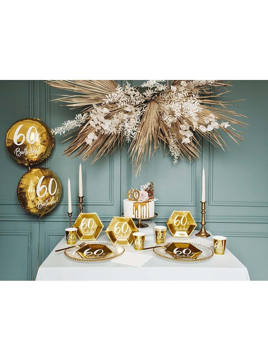6 assiettes dorées 60 ans (20 cm)