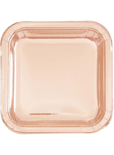 8 platos oro rosa pequeños (18 cm) - Línea Colores Básicos