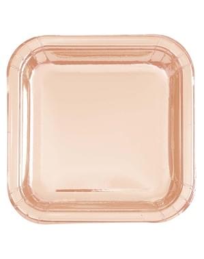8 små rosa guld tallerkner (18 cm) - Basale Farver Linje