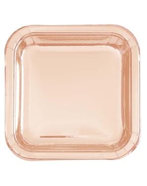 8 farfurii de aur roz (23 cm) - Gama Basic Colors