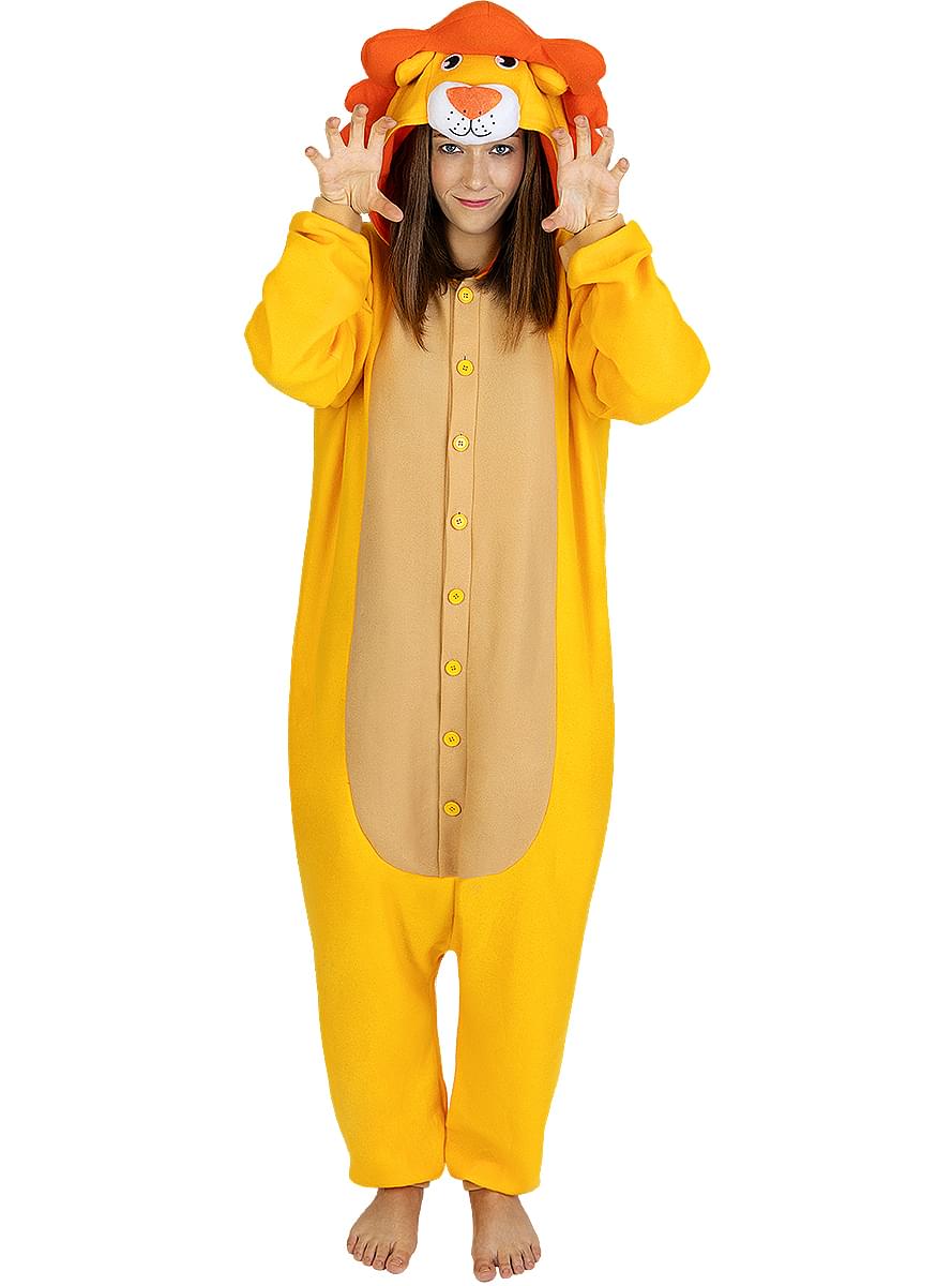 Maskeraddräkt med lejon onesie för vuxen