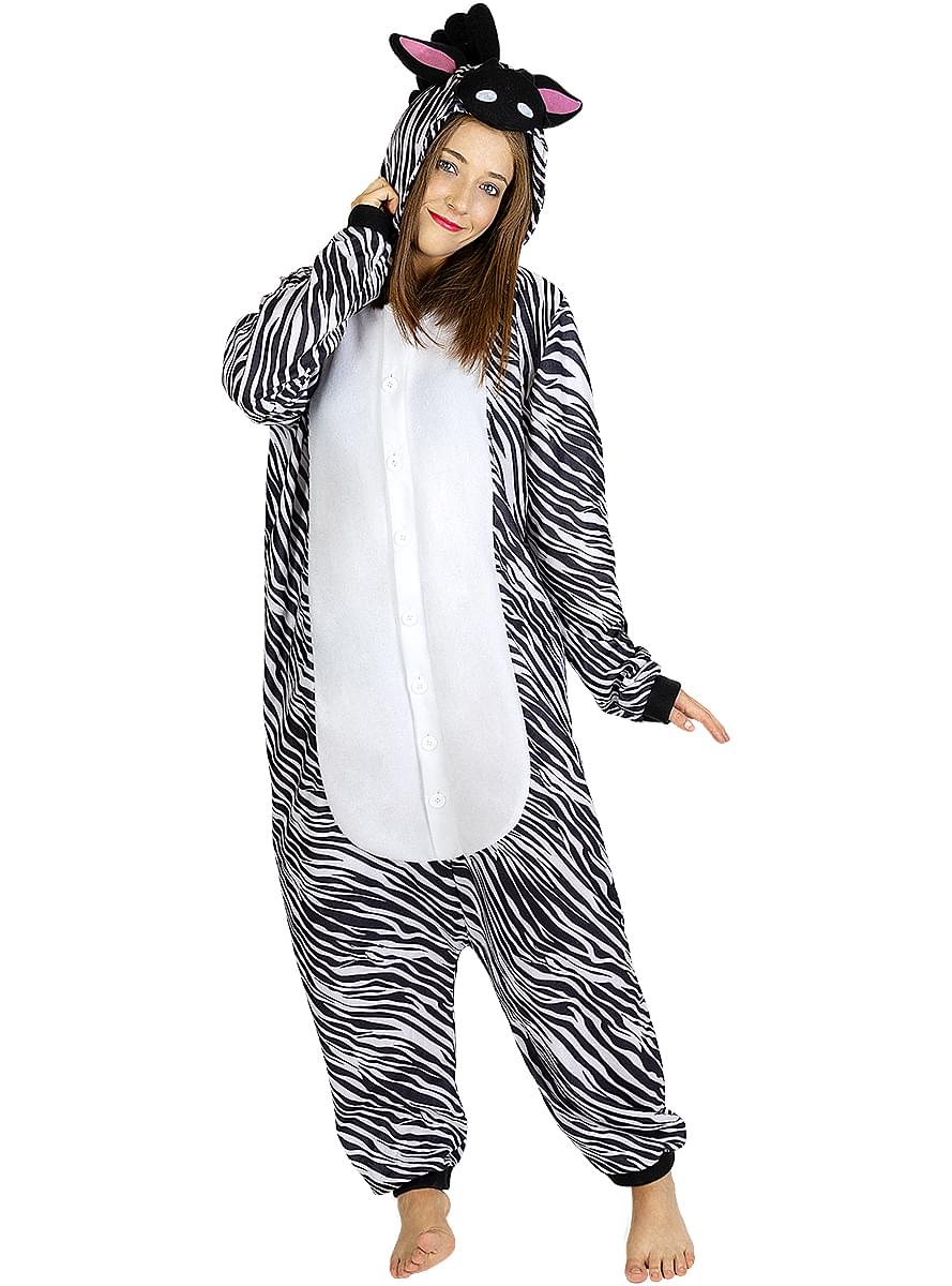 Disfraz de cebra onesie para adulto