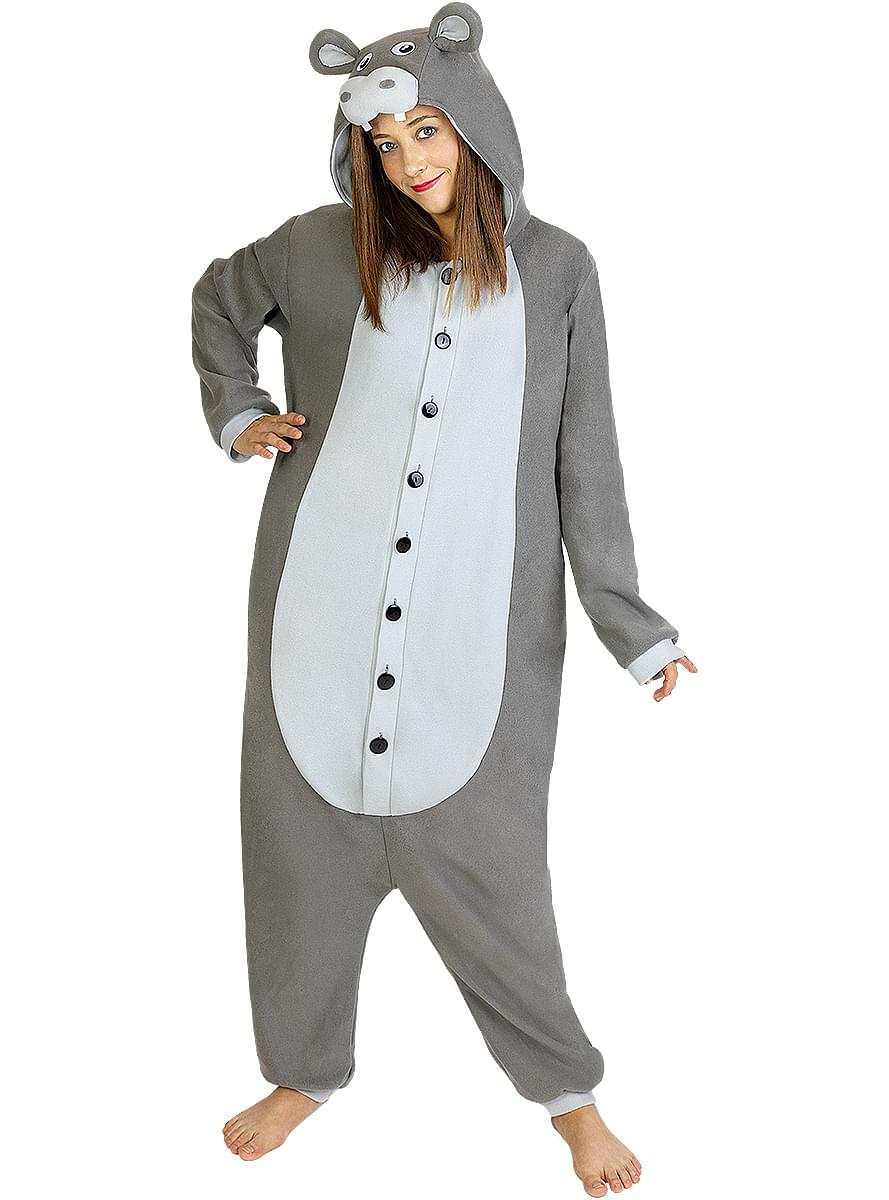 Maskeraddräkt med Flodhäst onesie för vuxen