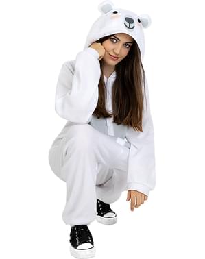 Fato de urso polar onesie para adulto