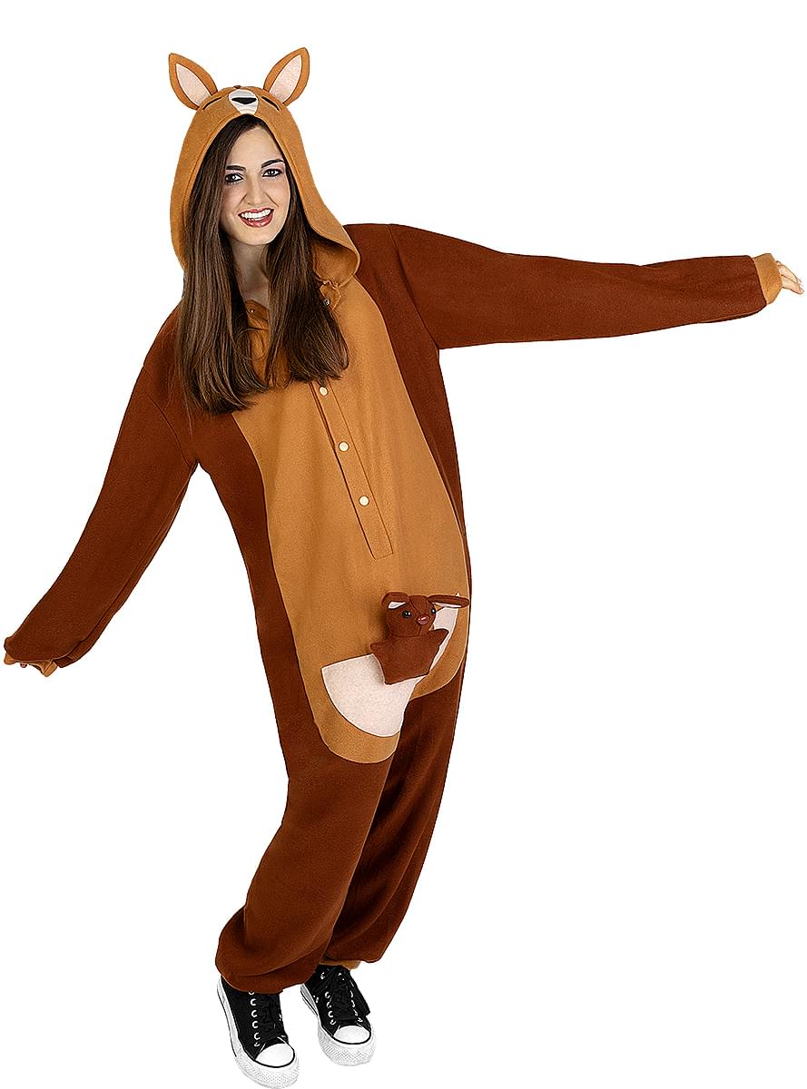 Fato de canguru onesie para adulto
