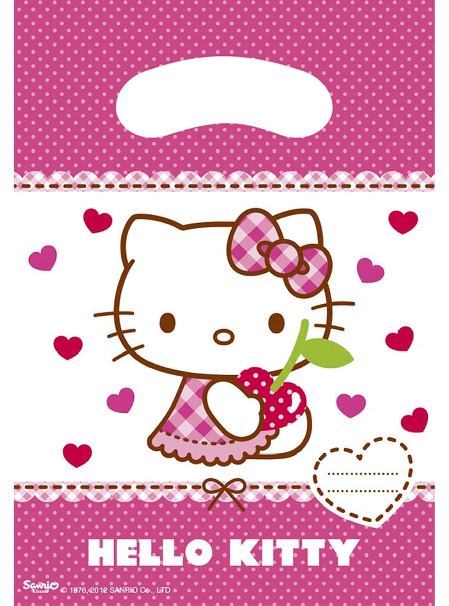 6 sacchetti per caramelle Hello Kitty - Hello Kitty Hearts