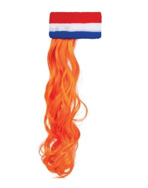 Hoofdband Nederkand met oranje haar voor volwassenen
