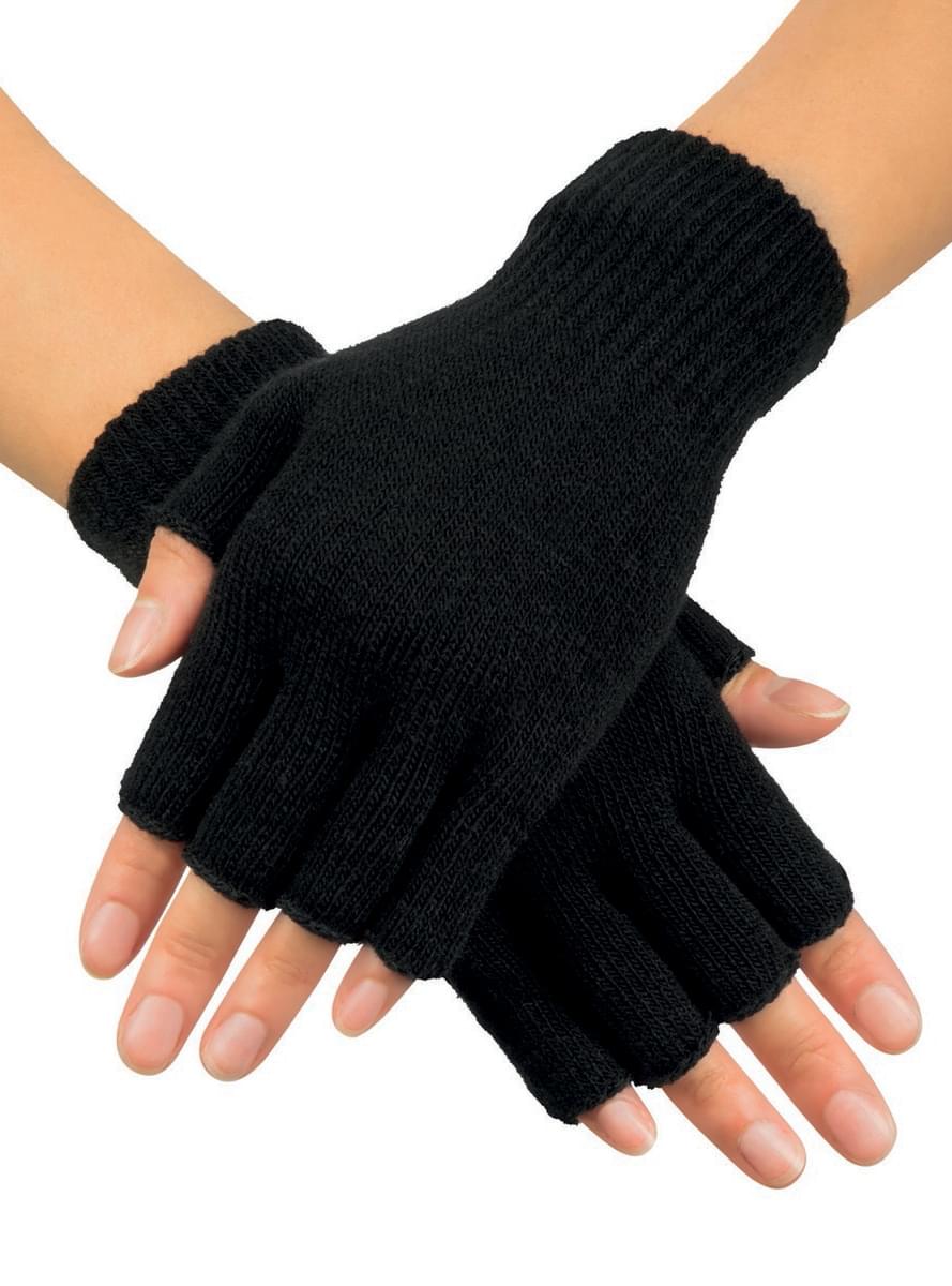 Guantes negros sin dedos para adulto
