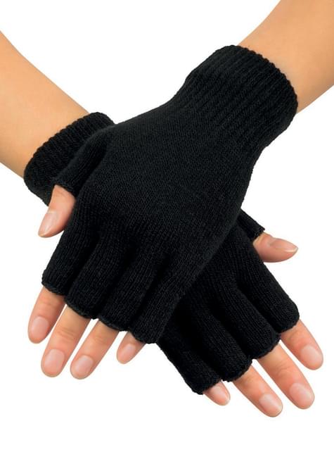1 par de guantes sin dedos simples negros, Mode de Mujer