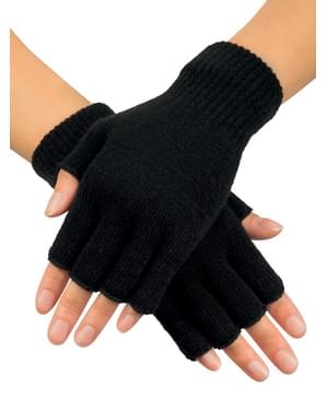 Черные перчатки без пальцев для взрослых