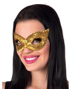 Maschera dorata con paillettes per adulto