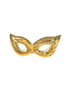 Augenmaske mit Pailletten gold für Erwachsene