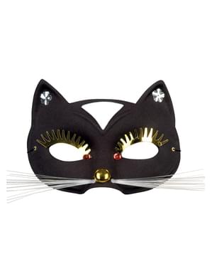 Masker Masquerade Kucing Dewasa dengan Bulu Mata Besar